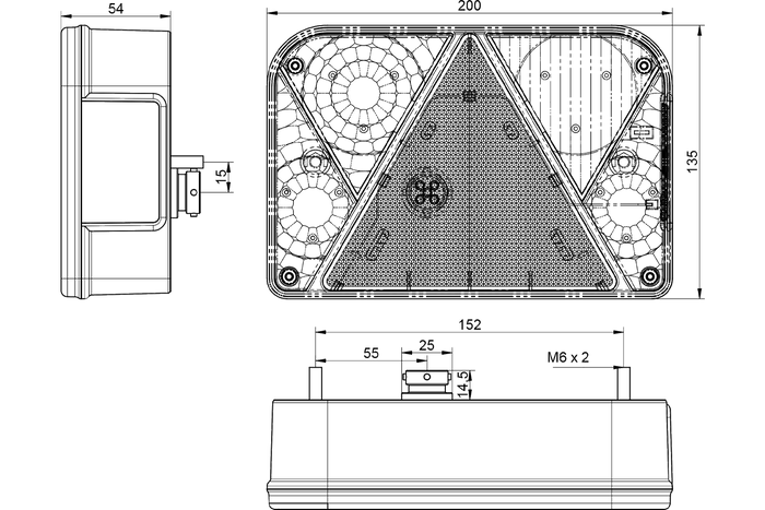 Piloto trasero DOBPLAST DPT35, 5 funciones, derecho