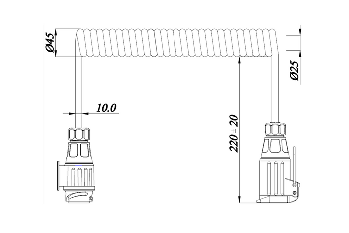 Cable eléctrico espiral KAMAR E1384 de 3 m, 12 V, enchufe/toma de 13 pines