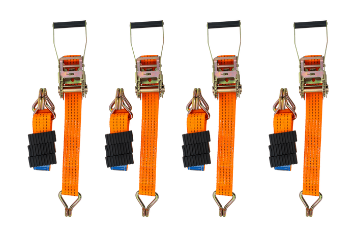 Juego de cuatro correas de transporte de 3 puntos con tensor para remolque UNITRAILER 3m/50mm/4t naranja