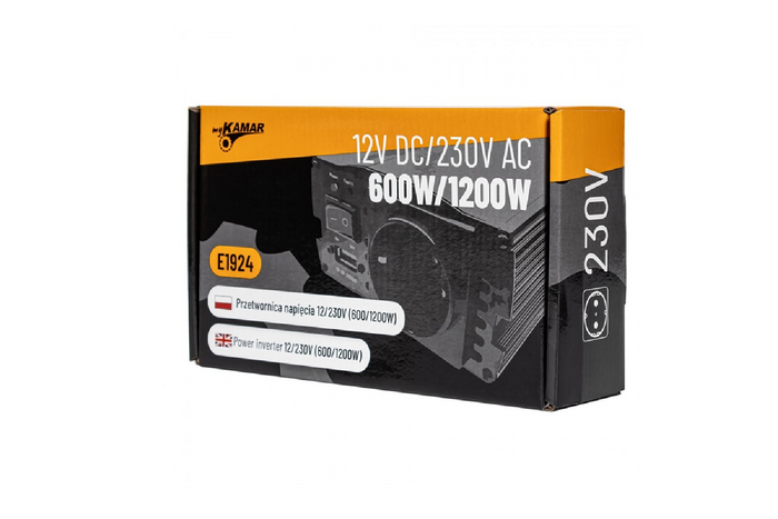 Convertidor de voltaje 12V/230V (600/1200W) KAMAR E1924