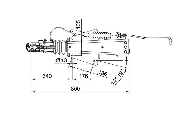 Dispositivo de inercia AL-KO 2.8VB1 con enganche AK351 para remolque de 3500kg con lanza en V