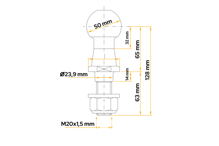 Bola de enganche Winterhoff KUB 50 mm - 2000 kg
