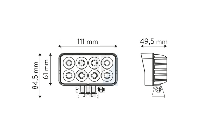 Reflector de lámpara de trabajo LED TT TECHNOLOGY NEGRO TT.13306 32xLED 2560lm rectangular