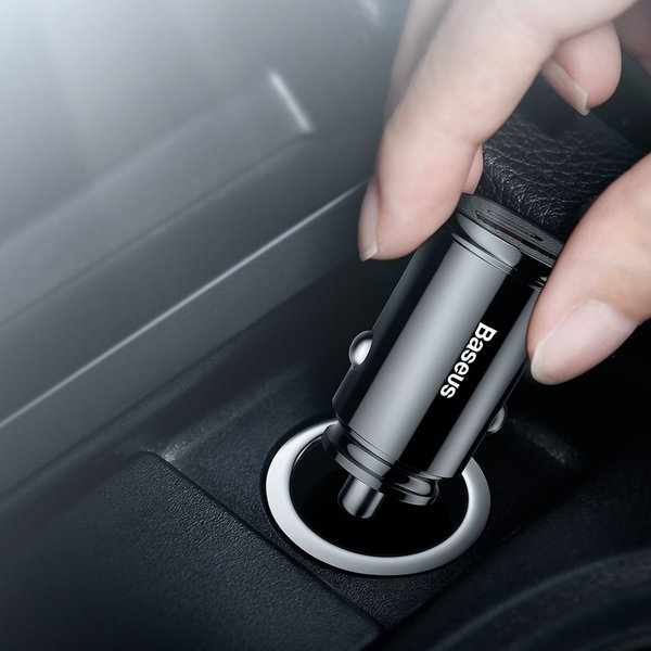 Cargador de coche circular de plástico BASEUS USB-A, USB-C de 30 W