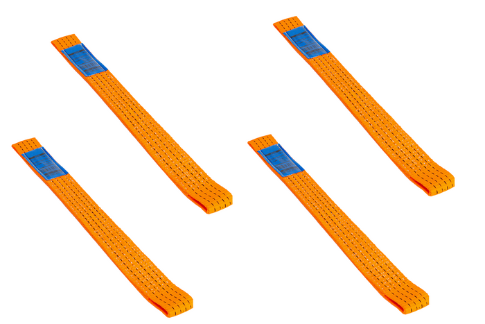 Juego de cuatro arneses de transporte para remolque UNITRAILER de 0,5 m/50 mm/4 t, color naranja.