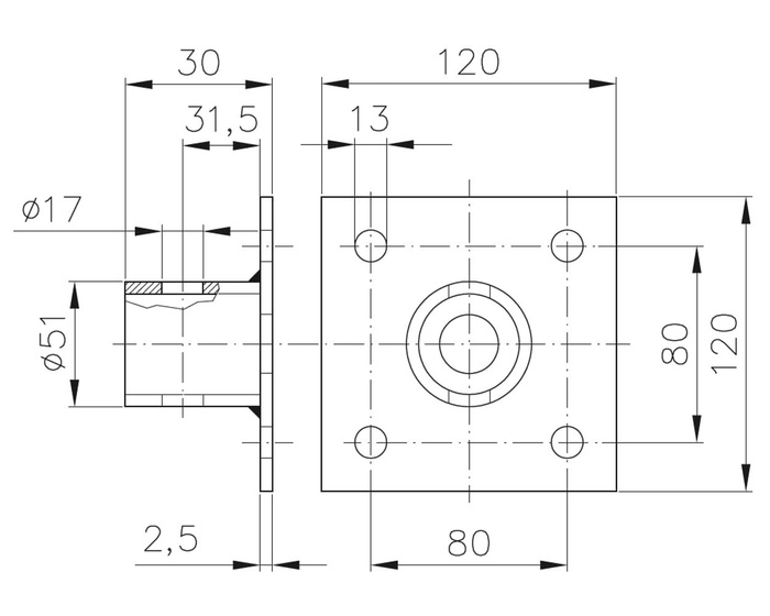 Adaptador para el soporte de manivela extensible WINTERHOFF SF 60