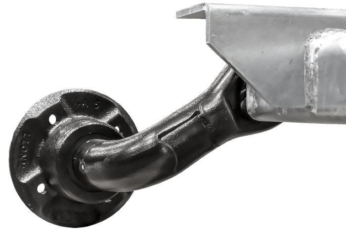 Eje sin freno KNOTT VG7-L para remolque de 750 kg, 1200 mm, 1650 mm, 4x100