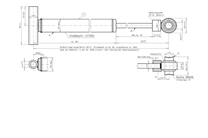 Amortiguador para dispositivo de inercia/freno AL-KO 2.8 VB1 para remolque de 3500 kg