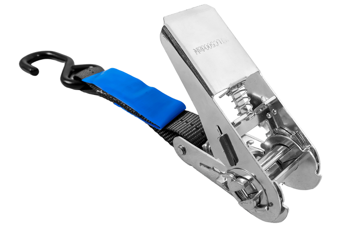 Juego de dos cinturones de transporte HILLS de 3 m/25 mm/1 t con tensor y dos arneses de 0,45 m para asegurar la motocicleta.