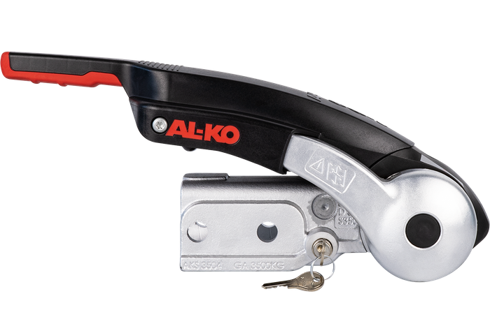 Enganche de bola AL-KO AKS3504 con estabilizador para remolque de 3500kg con lanza tubular de 60mm con protección antirrobo