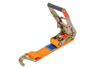 Juego de cuatro correas de transporte UNITRAILER de 10 m/50 mm/5 t de color naranja con tensor.