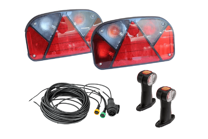 Juego de luces: luces traseras ASPÖCK + luces de posición laterales ASPÖCK + arnés MANTES de 7 m y 13 pines