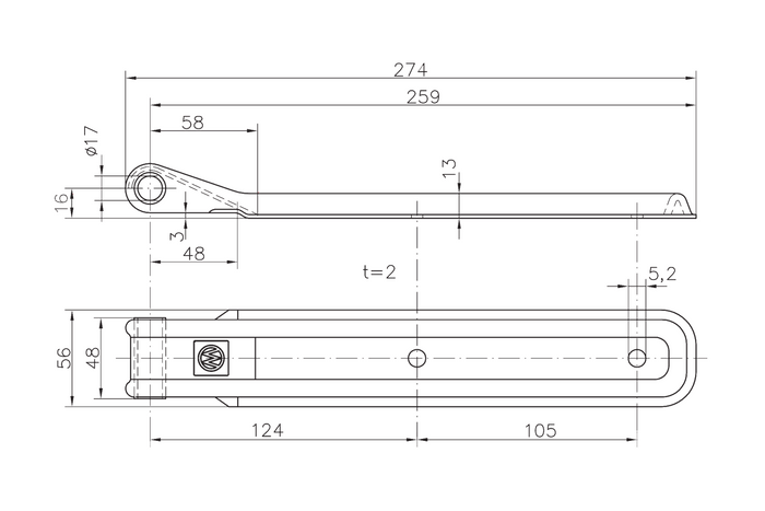 Bisagra lateral para remolque WINTERHOFF BSCH 10-17-270-SO para montaje lateral de remolque
