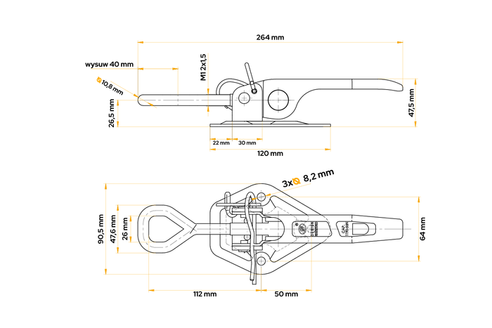 Enganche lateral STEELPRESS ZB-15A para bloqueo lateral de remolque excéntrico