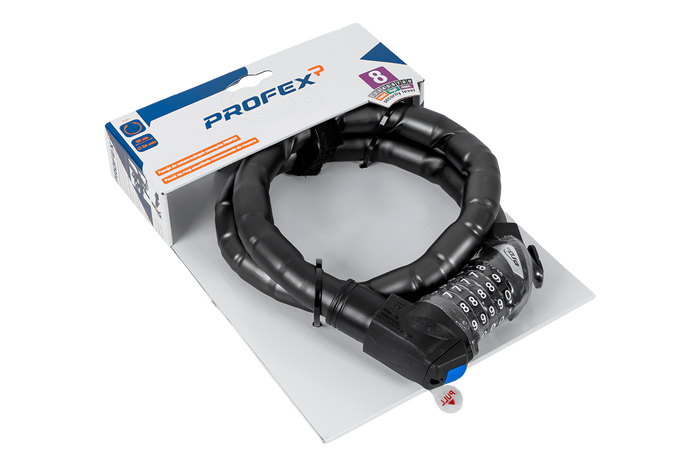 Candado reforzado para bicicleta con código PROFEX 81601, 90 cm de largo.