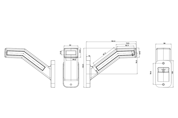 Luz de posición WAŚ W168.1 1165P LED derecha