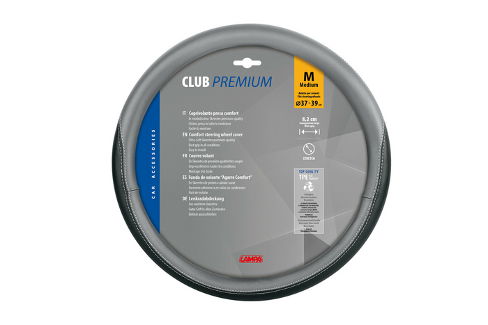 Funda de volante LAMPA CLUB 37-39cm gris-negro