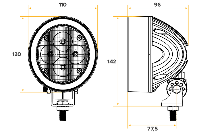 Reflector de luz de trabajo LED TT Technology TT.16604 4xLED 3200lm gris para John Deere