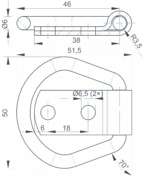 Anillo para cinturón con ojal triangular Knott para remolque