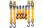 Juego de cuatro correas de transporte UNITRAILER de 4 m/25 mm/0,68 t de color naranja con tensor, en maleta.