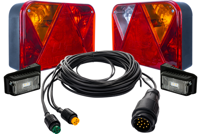 Conjunto: Pilotos traseros DPT 35 con luces de gálibo DPT 15 y arnés 5,5 m 13-pin